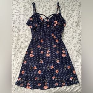 Navy Dress with Flower Pattern